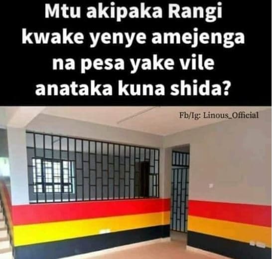 Mtu akipaka rangi kwake yenye amejenga na pesa yake vile anataka kuna shida? fbl