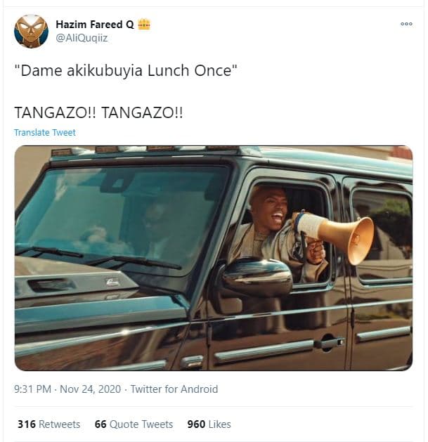 Hazim fareed q aliquqiiz dame akikubuyia lunch once tangazoi! tangazo!! translat