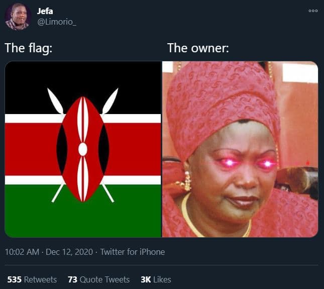 Jefa limorio_ the flag the owner 10.02 am . dec 12, . twitter for iphone 535 ret