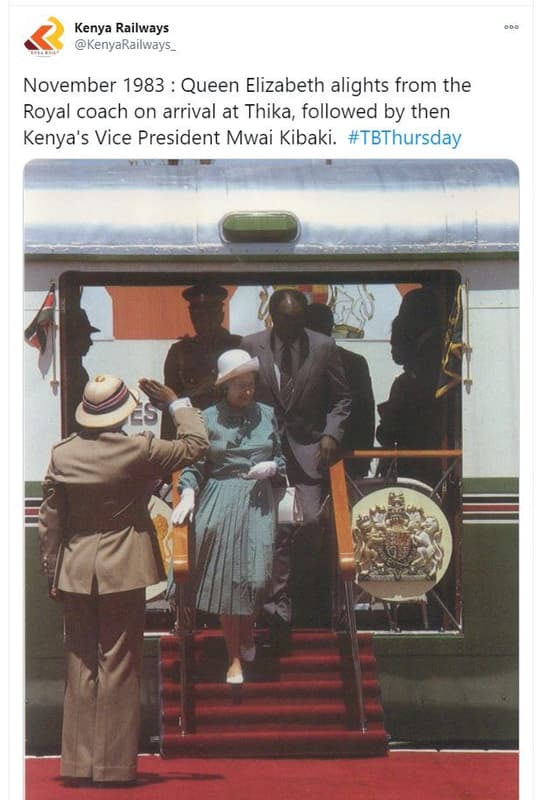 Kenya railways kenyarailways november queen elizabeth alights from the royal coa