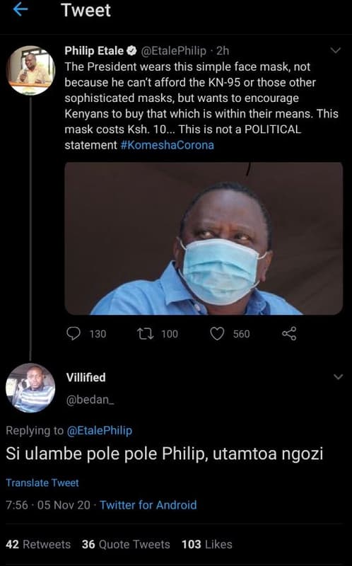 Tweet philip etale etalephilip 2h the president wears this simple face mask not