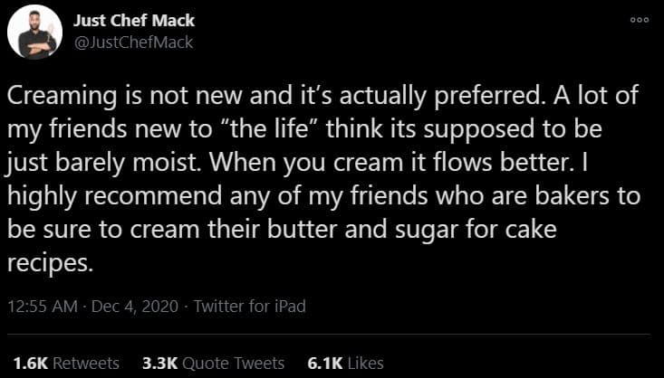 Just chef mack justchefmack o0c creaming is not new and its actually preferred.