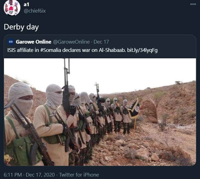 A1 chief6ix derby day garowe online garoweonline dec 17 isis affiliate in somali