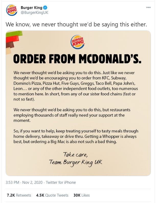 Usee burger king burgerkinguk we know, we never thought we'd be saying this eith