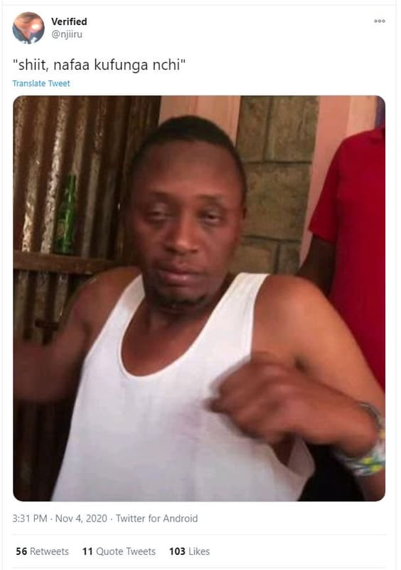 Verified njiiru shiit, nafaa kufunga nchi translate tweet 3.31 pm nov 4, twitter