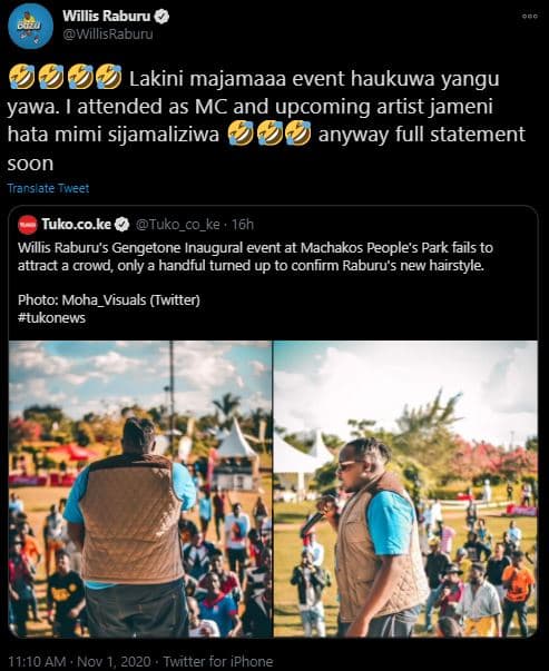 Willis raburu willisraburu due lakini majamaaa event haukuwa yangu yawa. attende