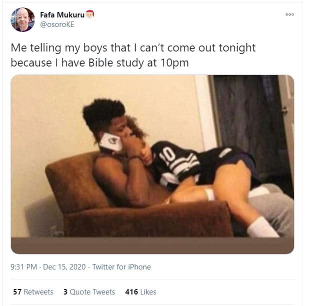 Fafa mukuru osoroke me telling my boys that can't come out tonight because have