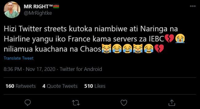 Mr right mrrightke hizi twitter streets kutoka niambiwe ati naringa na hairline