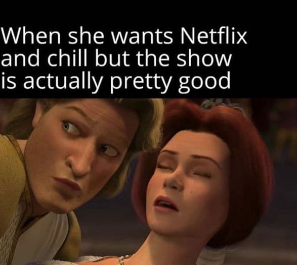 When she wants netflix and chill but the show is actually pretty good