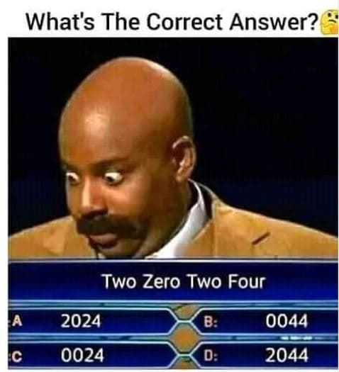 What's the correct answer? two zero two four 8 0