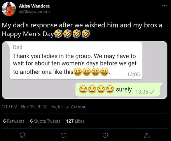 Akisa wandera akisawandera my dad's response after we wished him and my bros a h