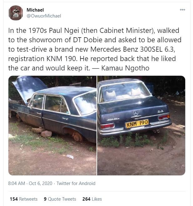 Michael owuormichael in the 1970s paul ngei then cabinet minister walked to the