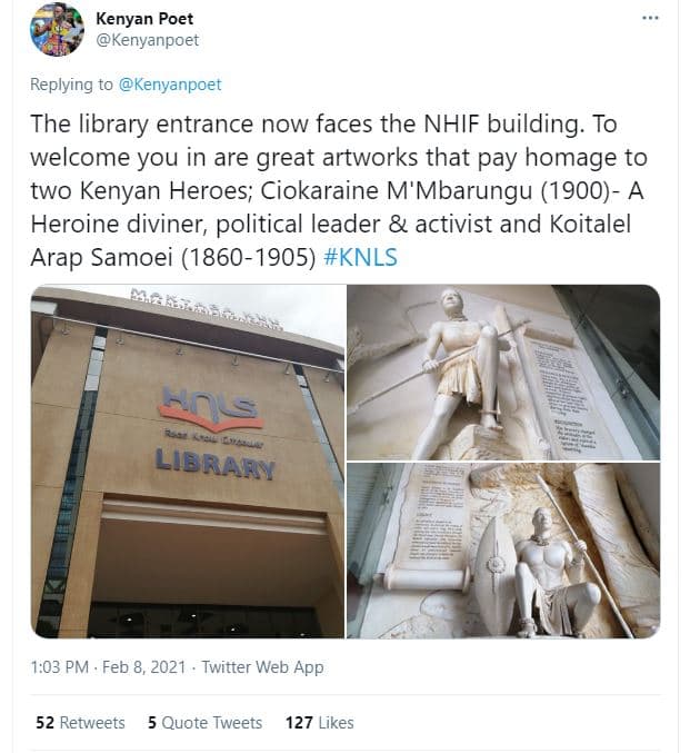 Kenyan poet kenyanpoet replying to kenyanpoet the library entrance now faces the