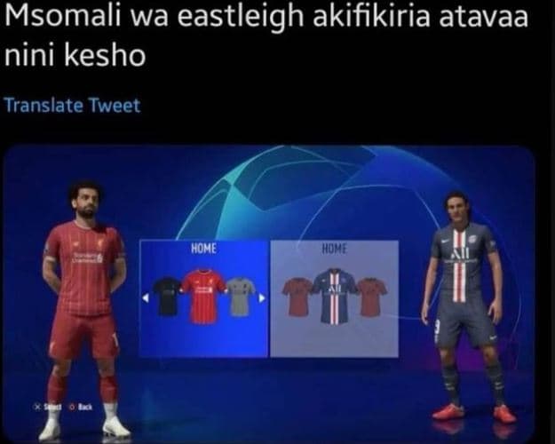 Msomali wa eastleigh akifikiria atavaa nini kesho translate tweet home moye