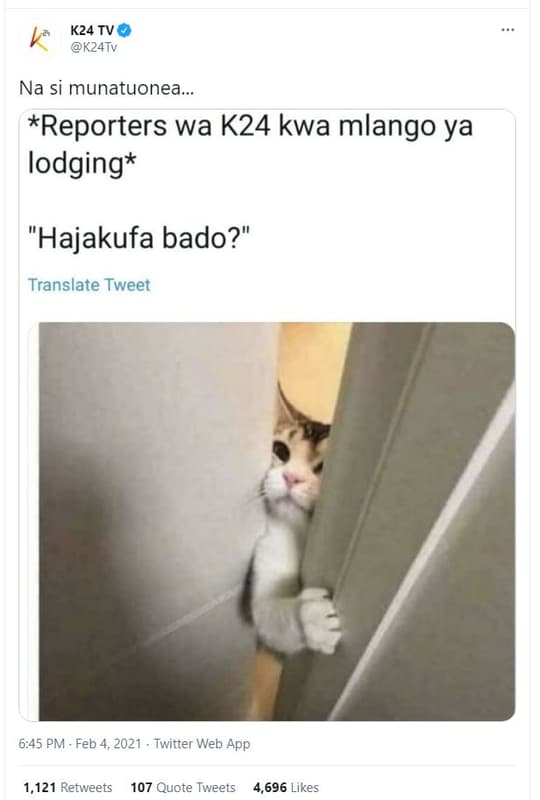 K24 tv k24tv na si munatuonea reporters wa k24 kwa mlango ya lodging hajakufa ba