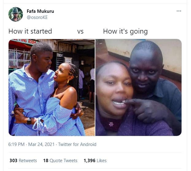 Fafa mukuru osoroke how it started vs how it's going ng odk 6,19 pm mar 24, twit