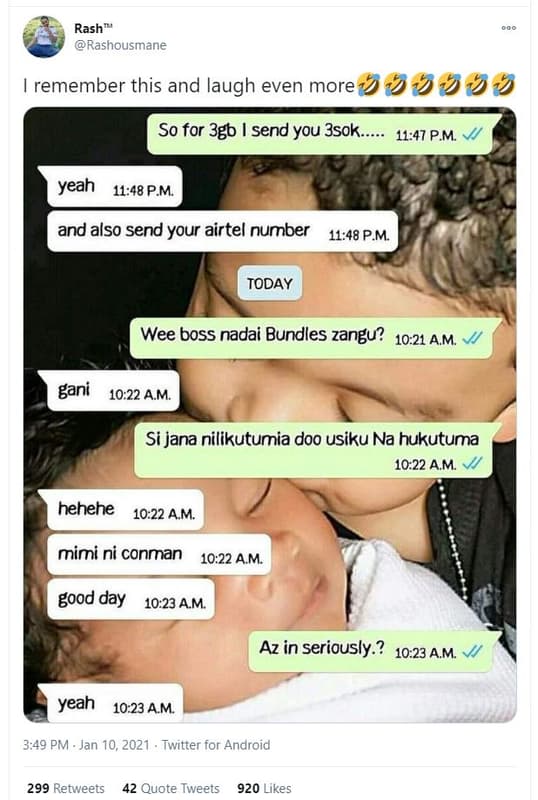 Rash rashousmane remember this and laugh even more 82u88 so for 3gb send you 3so