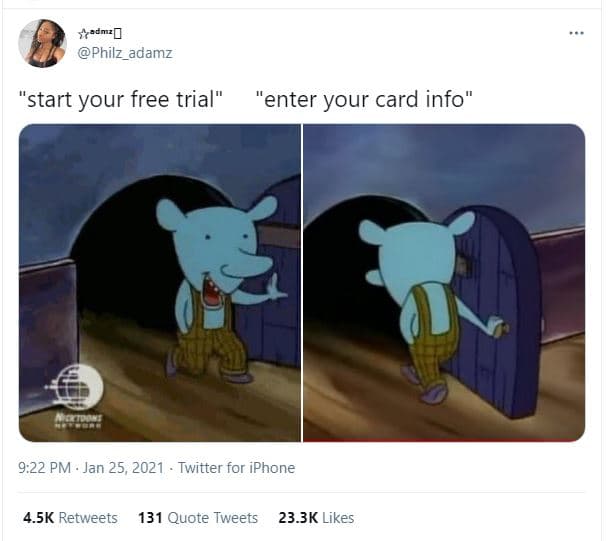 Sradmz0 philz_adamz 'start your free trial' enter your card info 9.22 pm jan 25,