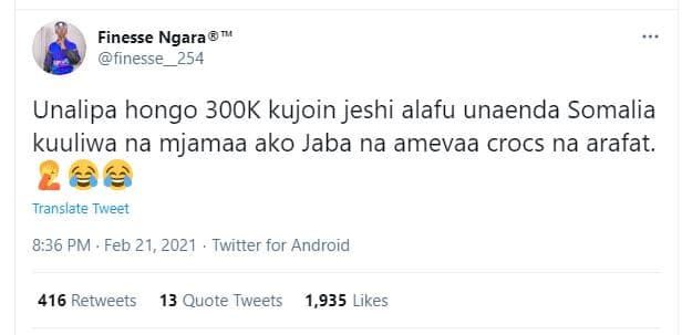 Finesse ngara t finesse 254 unalipa hongo 3ook kujoin jeshi alafu unaenda somali