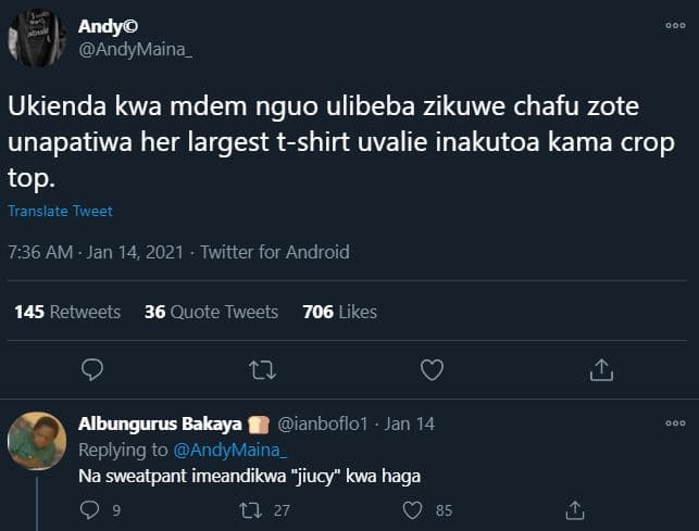 Andy andymaina _ ukienda kwa mdem nguo ulibeba zikuwe chafu zote unapatiwa her l