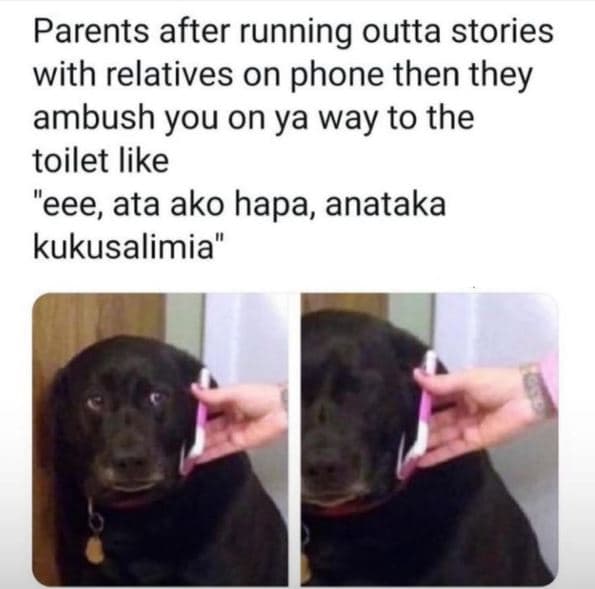 Parents after running outta stories with relatives on phone then they ambush you