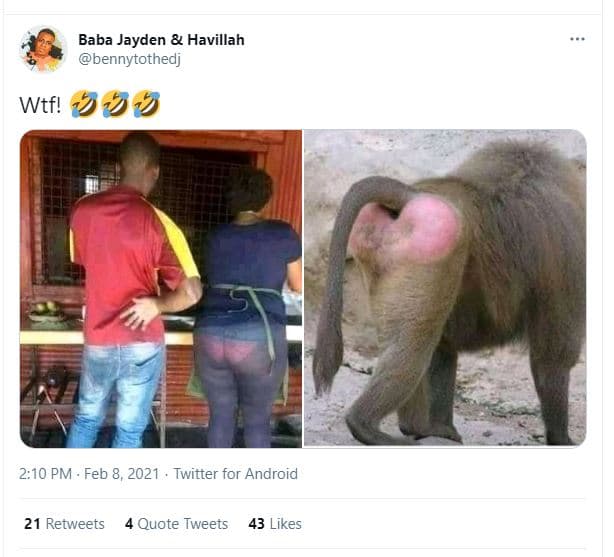 Baba jayden havillah bennytothedj wtf! 049 2.10 pm . feb 8 twitter for android 2