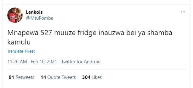 Lenkois mtupombe mnapewa 527 muuze fridge inauzwa bei ya shamba kamulu translate