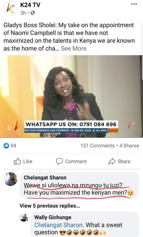 K24 tv 3h gladys boss sholei my take on the appointment of naomi campbell is tha