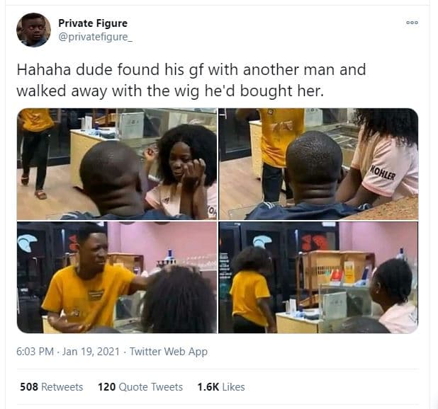 Private figure privatefigure hahaha dude found his gf with another man and walke