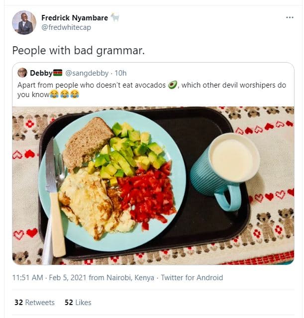 Fredrick nyambare freawhitecap people with bad grammar. debbye sangdebby . 10h a