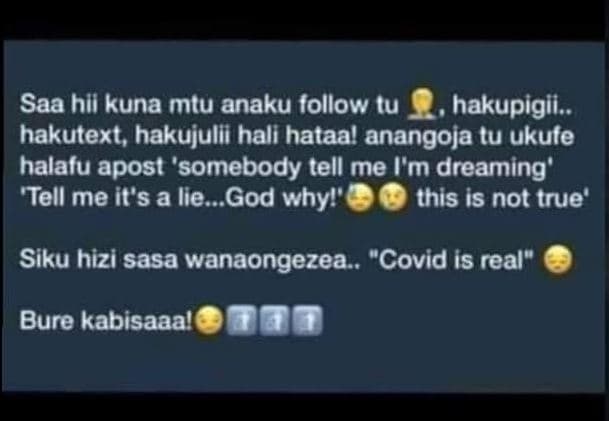 Saa hll kuna mtu anaku follow tu hakupigii . hakutext, hakujulli hali hataal ana