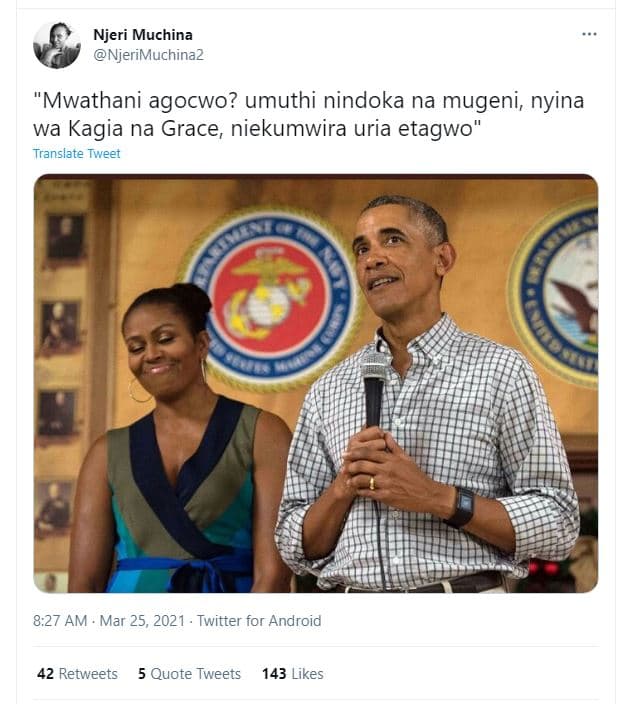 Njeri muchina njerimuchina2 mwathani agocwo? umuthi nindoka na mugeni nyina wa k