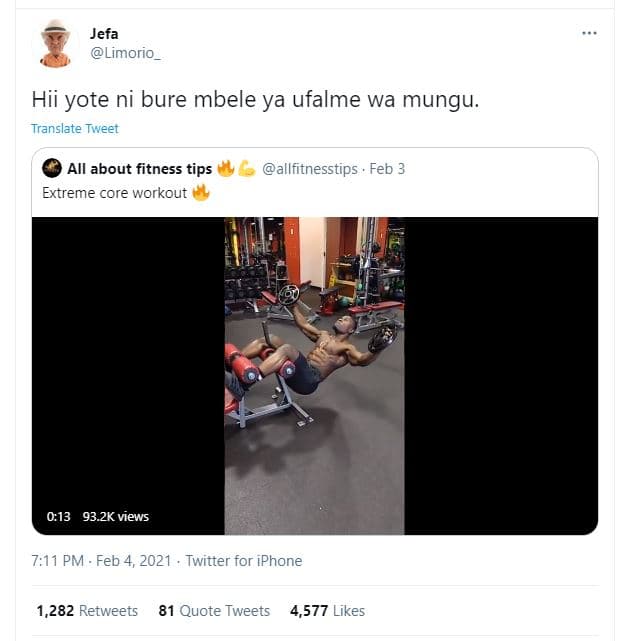 Jefa limorio_ hii yote ni bure mbele ya ufalme wa mungu. translate tweet all abo