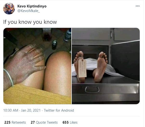 Kevo kiptindinyo kevomkale if you know you know 10.30 am jan 20, twitter for and