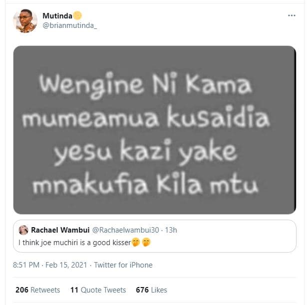 Mutinda brianmutinda wengine ni kama mumeamua kusaidia yesu kazi yake mnakufia k