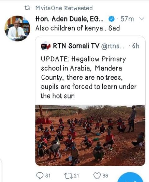 11 mvitaone retweeted on. aden duale, eg. 57m also children of kenya sad rtn som