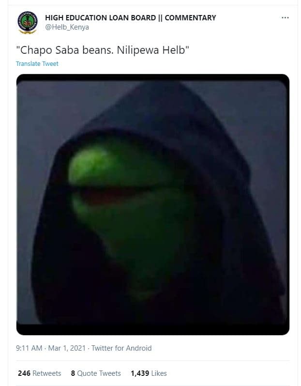 High education loan board commentary helb_kenya chapo saba beans. nilipewa helb