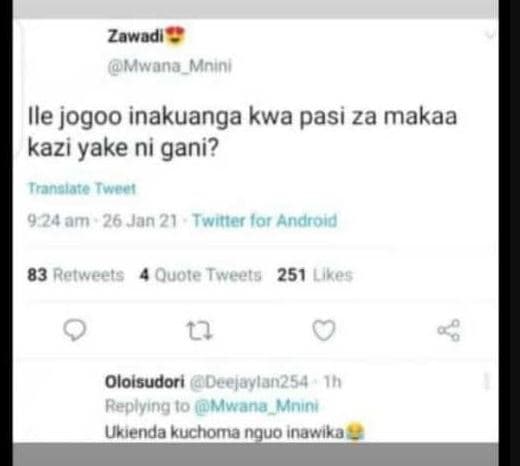 Zawodi mwana mnıni ile jogoo inakuanga kwa pasi za makaa kazi yake ni gani? trna