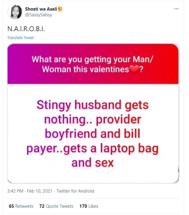 Shosti wa asali sassysalssy nairo.bi. translate tweet what are you getting your