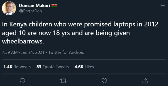 Duncan makori engnrdan 000 in kenya children who were promised laptops in aged 1