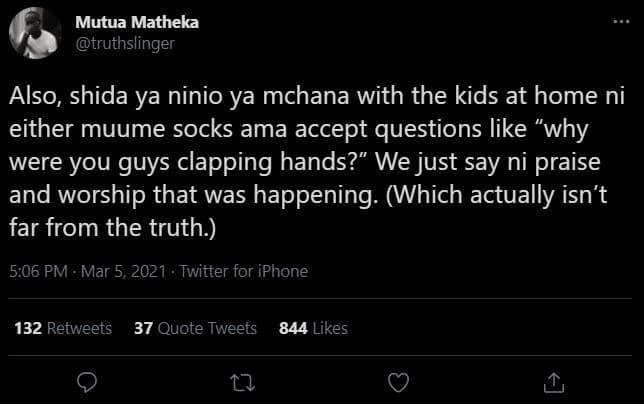 Mutua matheka truthslinger also shida ya ninio ya mchana with the kids at home n