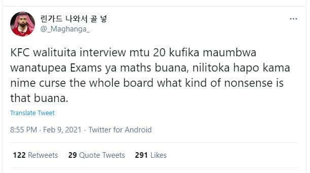 47f5 48m ! _maghanga kfc walituita interview mtu 20 kufika maumbwa wanatupea exa