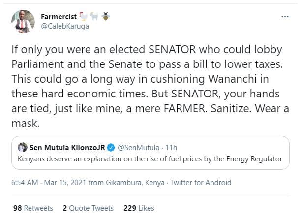 Farmercist calebkaruga if only you were an elected senator who could lobby parli