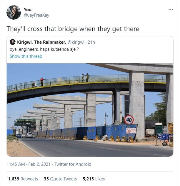 You jayfreakay they'll cross that bridge when they get there kirigwi the rainmak