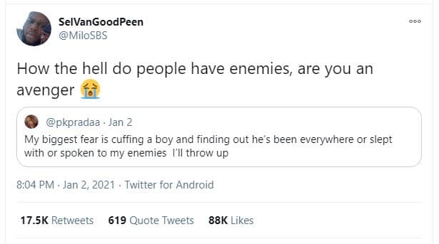Selvangoodpeen milosbs how the hell do people have enemies, are you an avenger p