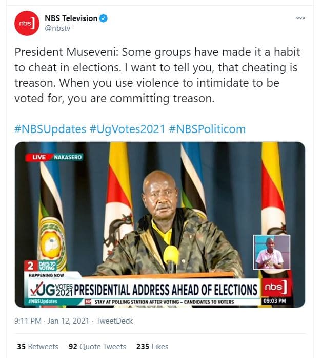 Nbs television nbs' nbstv president museveni some groups have made it a habit to