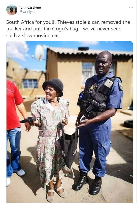 John vaselyne vaselyne south africa for youll! thieves stole a car, removed the