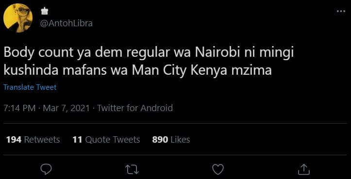 Antohlibra body count ya dem regular wa nairobi ni mingi kushinda mafans wa man