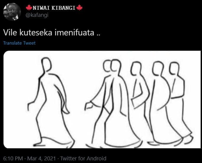 Niwai kibangi kafangi vile kuteseka imenifuata translate tweet 6.10 pm mar 4, tw