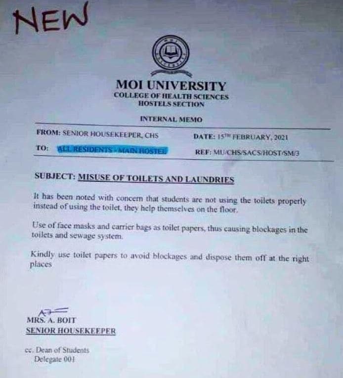 New moi university college of healiii sciences iostllssecton inieral nilmo from